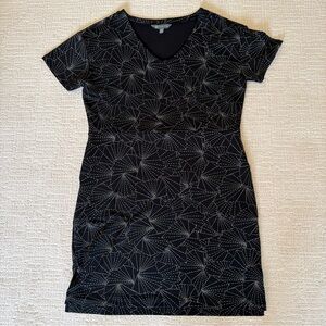 Title Nine Sashiko Deep Pocket Fresh Terry T-Shirt Dress Black Womens Sz L 12-14
